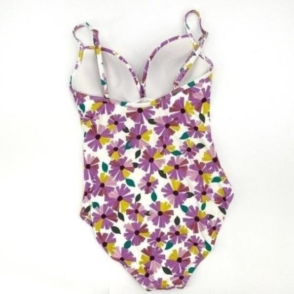 Kate Spade White Twist Front Wallflower Padded Adjustable Small One Piece Suit - Picture 4 of 7